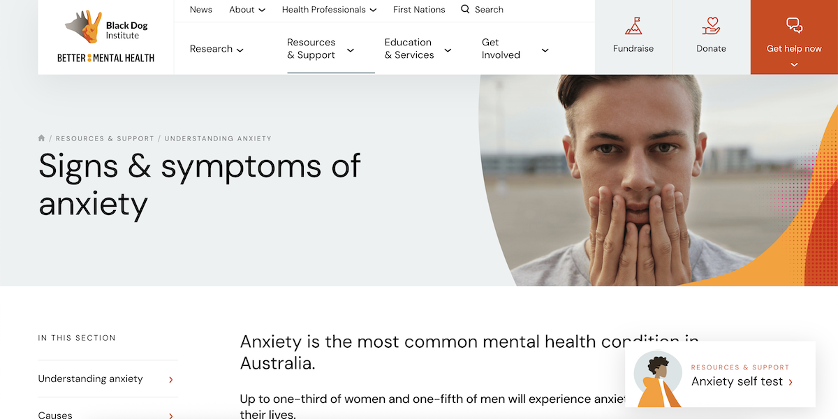 Black Dog Institute - Signs & symptoms of anxiety