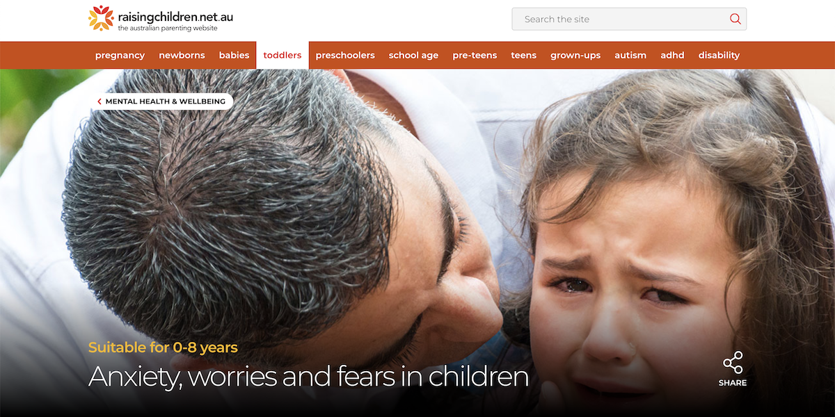 Raising Children Network - Anxiety, worries and fears in children